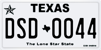 TX license plate DSD0044