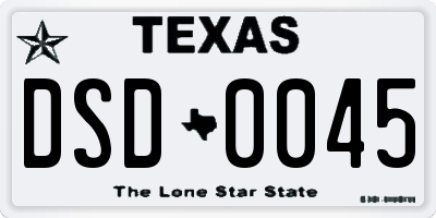 TX license plate DSD0045