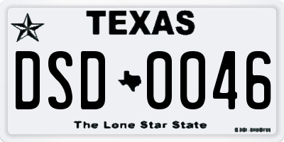 TX license plate DSD0046