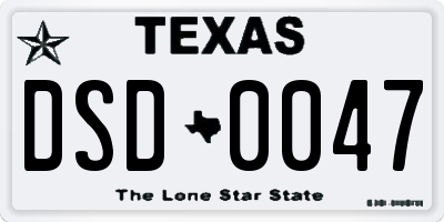 TX license plate DSD0047