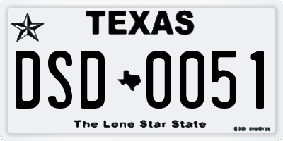 TX license plate DSD0051