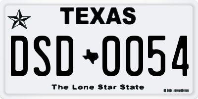 TX license plate DSD0054