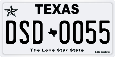 TX license plate DSD0055