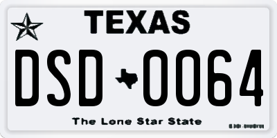 TX license plate DSD0064
