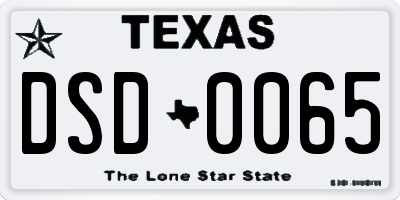 TX license plate DSD0065