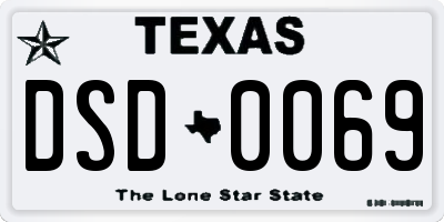 TX license plate DSD0069