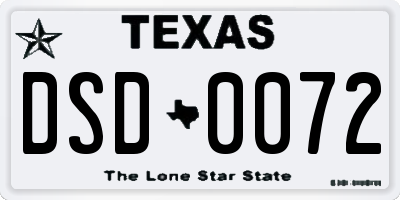 TX license plate DSD0072