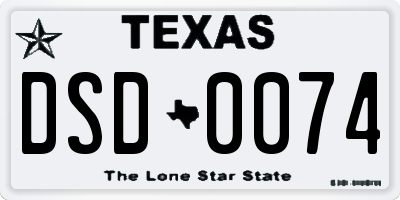TX license plate DSD0074