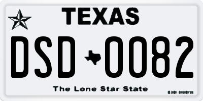 TX license plate DSD0082