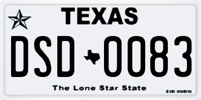 TX license plate DSD0083