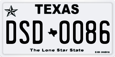 TX license plate DSD0086