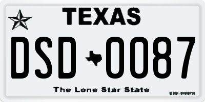 TX license plate DSD0087