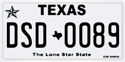 TX license plate DSD0089