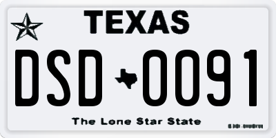 TX license plate DSD0091