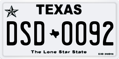 TX license plate DSD0092