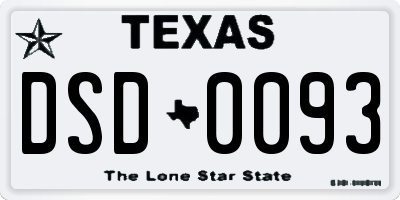 TX license plate DSD0093