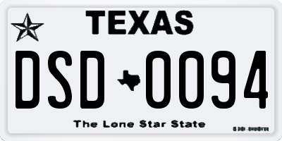 TX license plate DSD0094