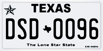 TX license plate DSD0096