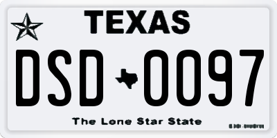 TX license plate DSD0097