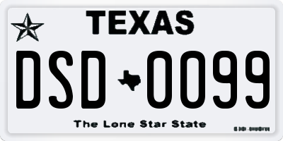 TX license plate DSD0099
