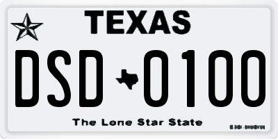 TX license plate DSD0100