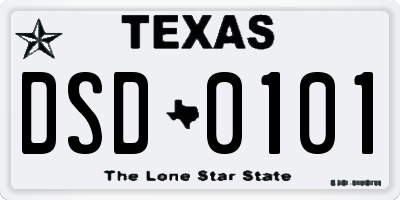 TX license plate DSD0101