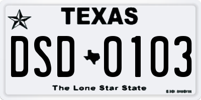 TX license plate DSD0103