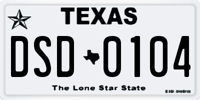 TX license plate DSD0104