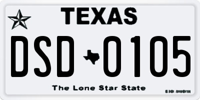 TX license plate DSD0105