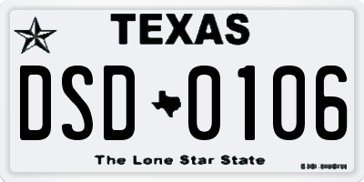 TX license plate DSD0106