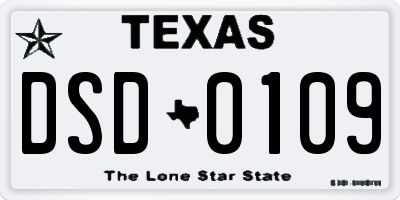 TX license plate DSD0109
