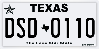 TX license plate DSD0110