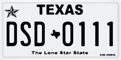 TX license plate DSD0111