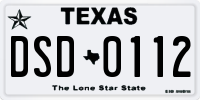 TX license plate DSD0112