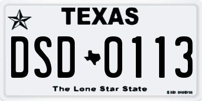 TX license plate DSD0113