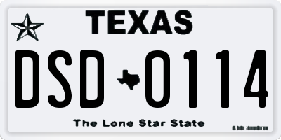 TX license plate DSD0114
