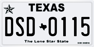 TX license plate DSD0115