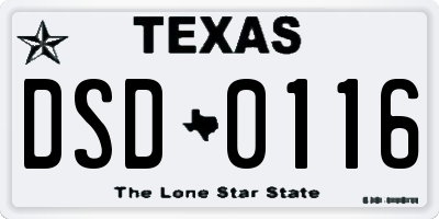 TX license plate DSD0116