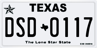 TX license plate DSD0117