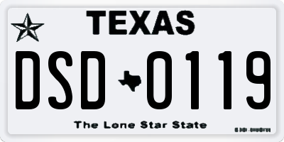 TX license plate DSD0119