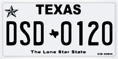 TX license plate DSD0120