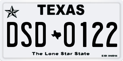 TX license plate DSD0122