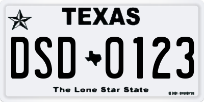 TX license plate DSD0123