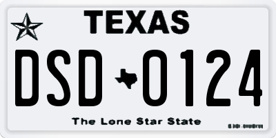 TX license plate DSD0124