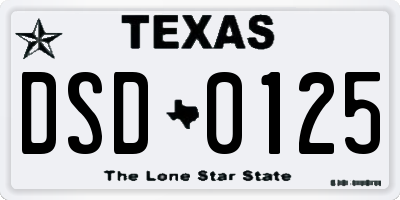 TX license plate DSD0125