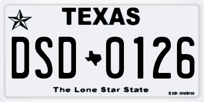 TX license plate DSD0126