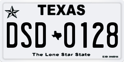 TX license plate DSD0128