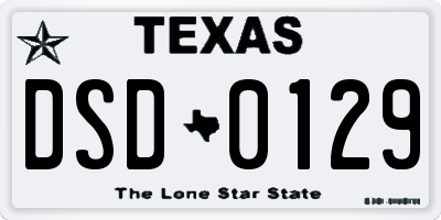 TX license plate DSD0129
