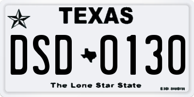 TX license plate DSD0130