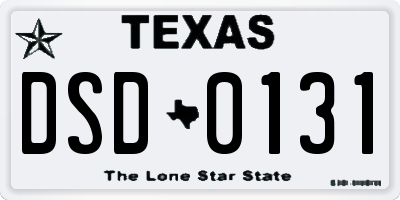 TX license plate DSD0131